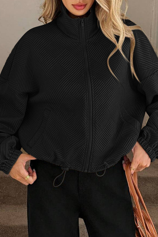 Textured Zip-Up Casual Jacket