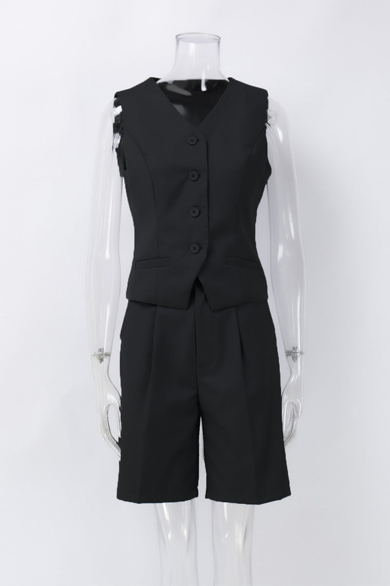Sleeveless Vest and Short Suit Set