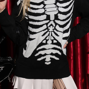 Skeleton Print Long Sleeve Sweater