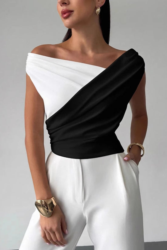 Off-Shoulder Draped T-Shirt Top
