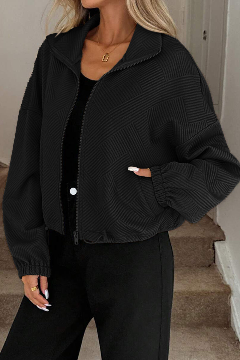Chic Textured Zip-Up Jacket