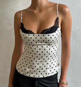 Polka Dot Lace Trim Camisole