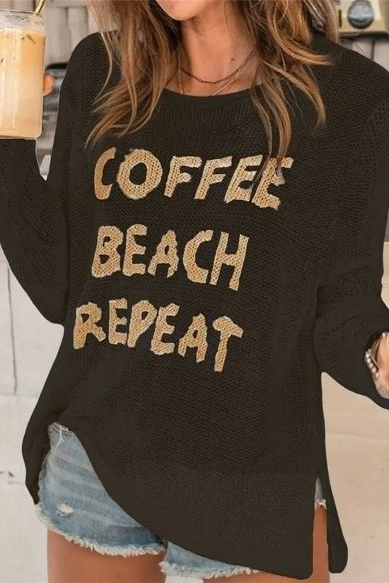 Coffee Beach Repeat Knit Sweater