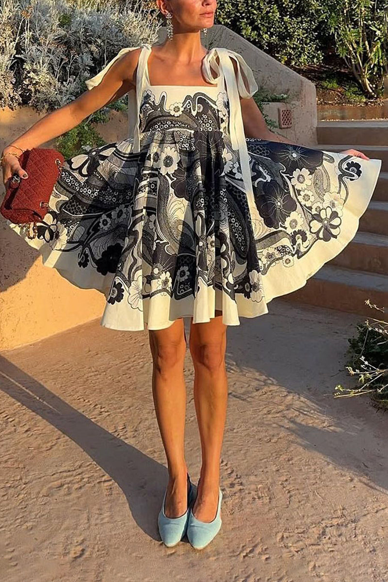 Paisley Bow-Tie Casual Dress