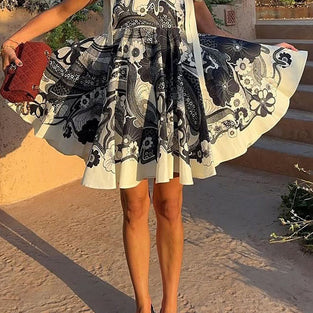 Paisley Bow-Tie Casual Dress