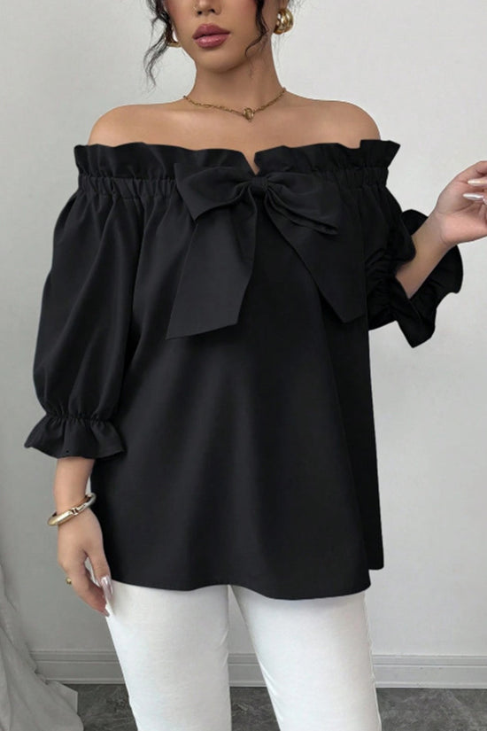 Elegant Bow Accent Ruffle Blouse