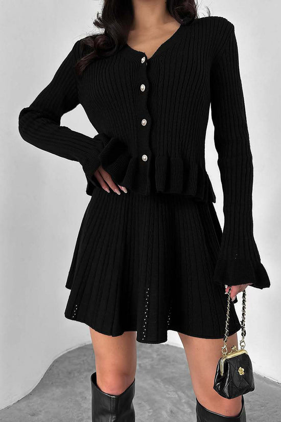 Chic Cardigan and Skirt Combo