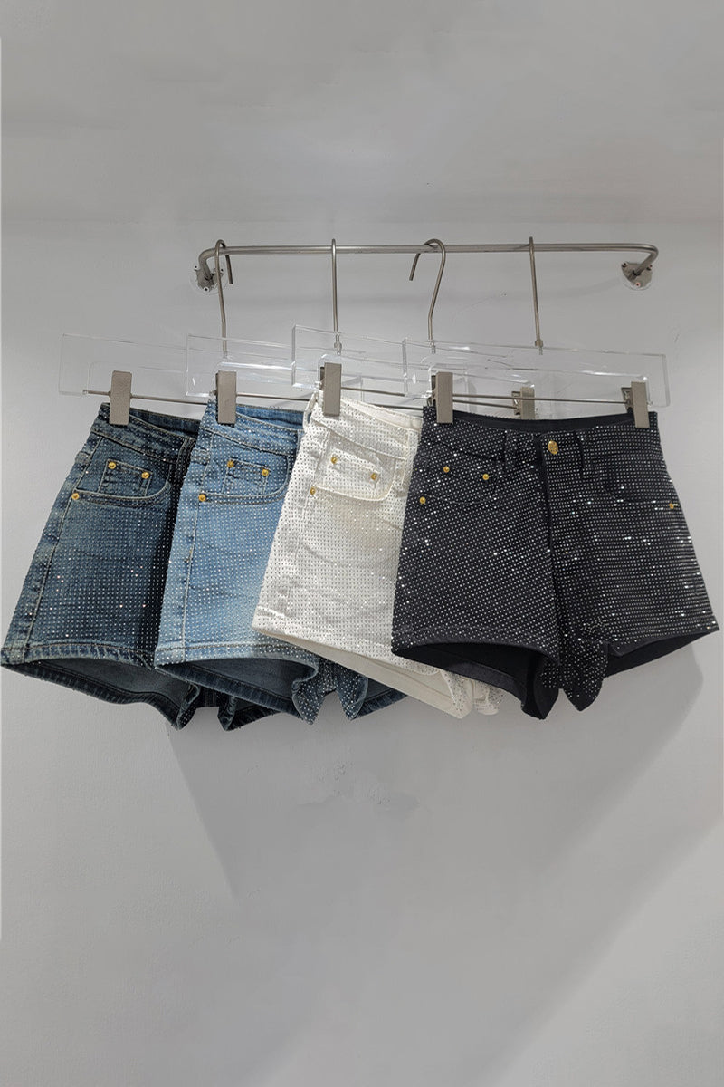 Studded Denim Shorts