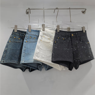 Studded Denim Shorts