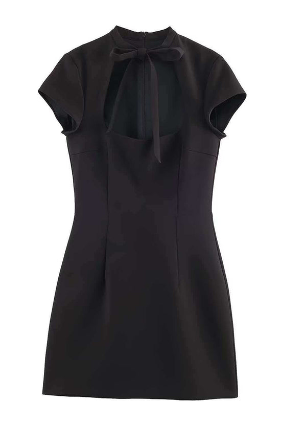 Polka Dot Bow Neck Casual Dress