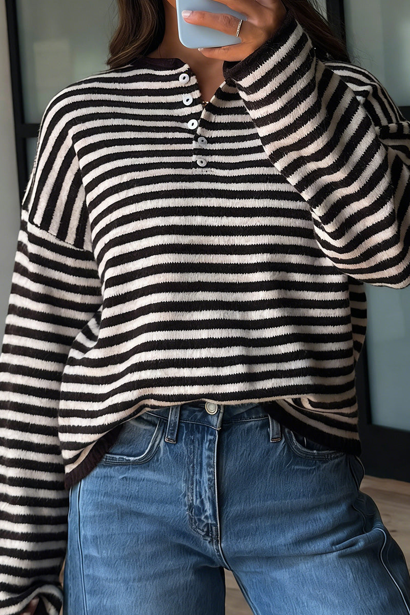 Striped Button-Up Sweater
