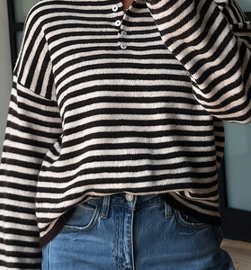 Striped Button-Up Sweater