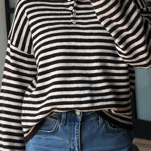 Striped Button-Up Sweater