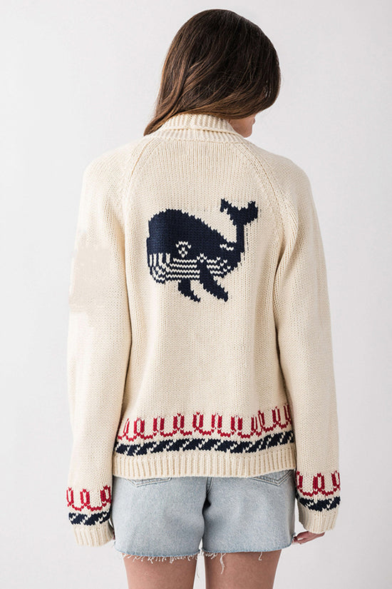 Whale Button-Front Cardigan