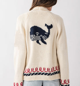 Whale Button-Front Cardigan
