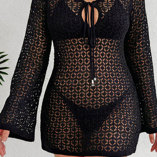 Crochet Tie-Front Cover-Up Dress