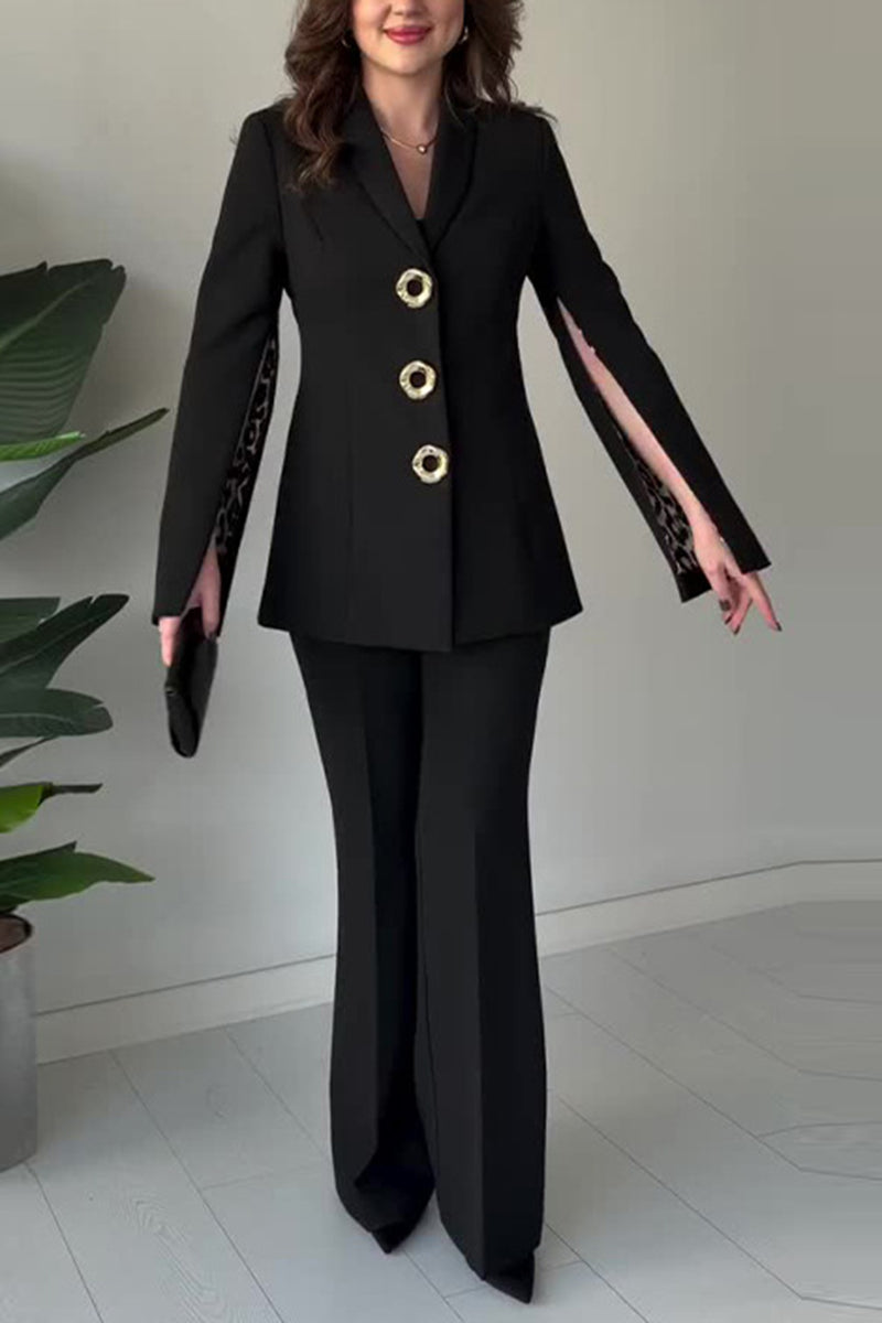 Elegant Buttoned Blazer and Pants Set