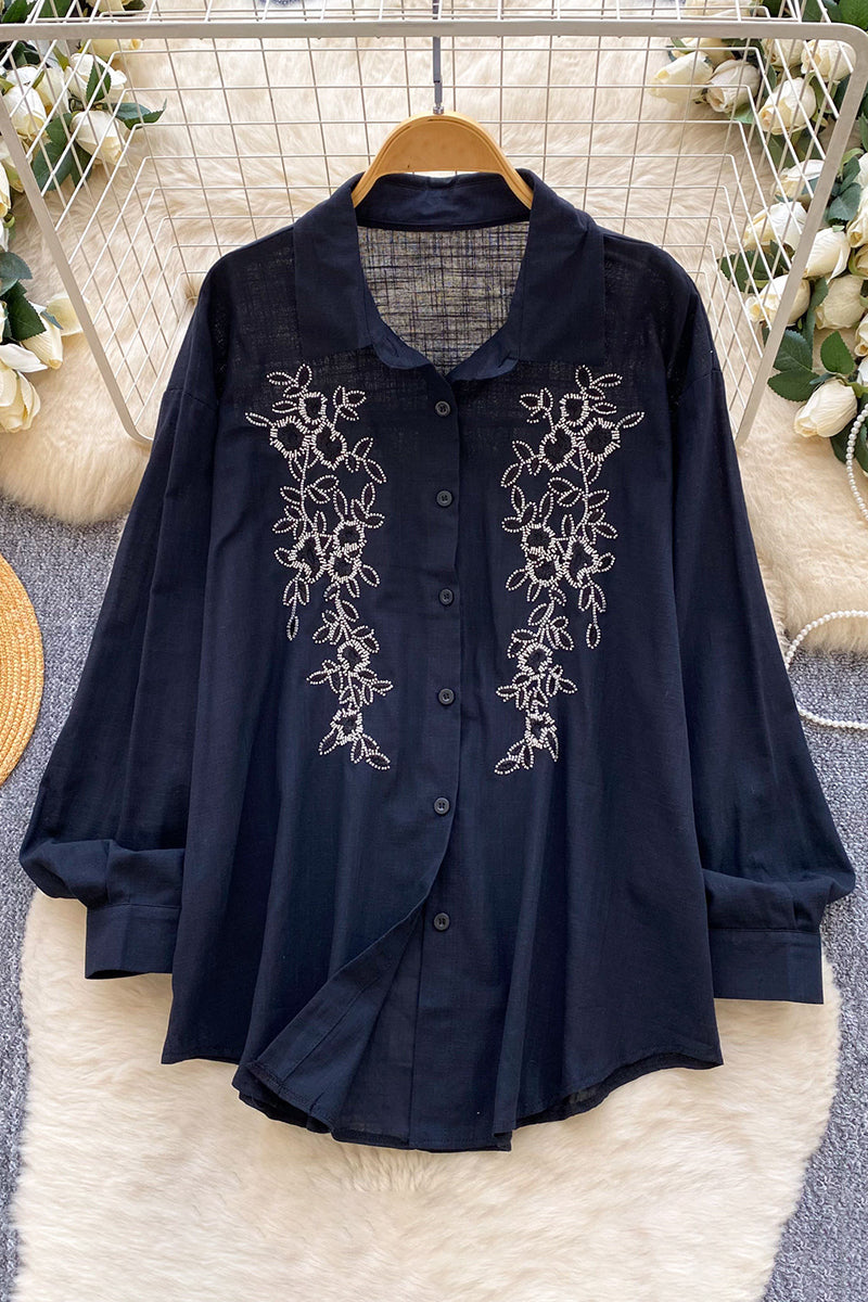 Floral Pattern Button-Up Shirt