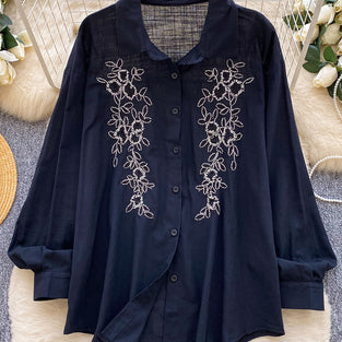 Floral Pattern Button-Up Shirt