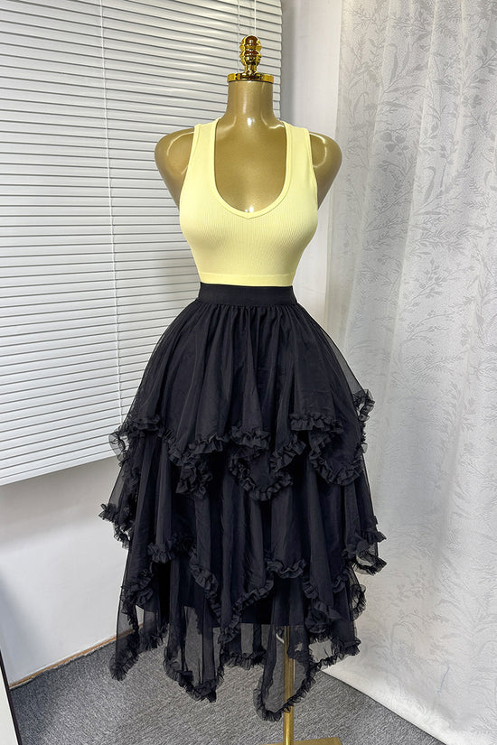Layered Ruffle Midi Skirt