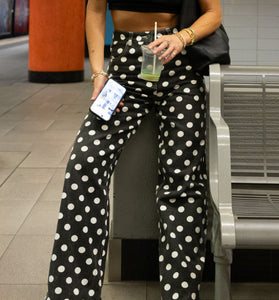 Polka Dot Straight Jeans