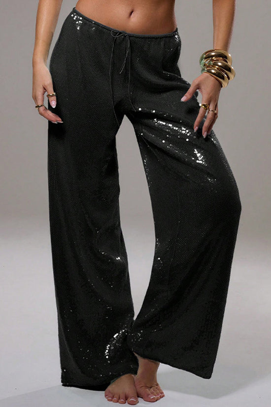 Sparkly Wide-Leg Casual Pants