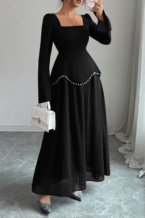 Elegant Square Neck Maxi Dress