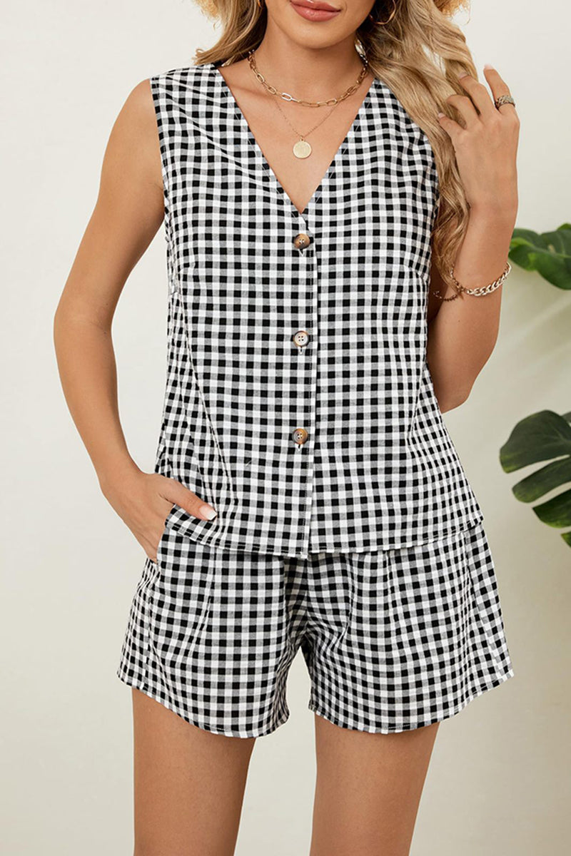 Checkered Sleeveless Two-Piece Set