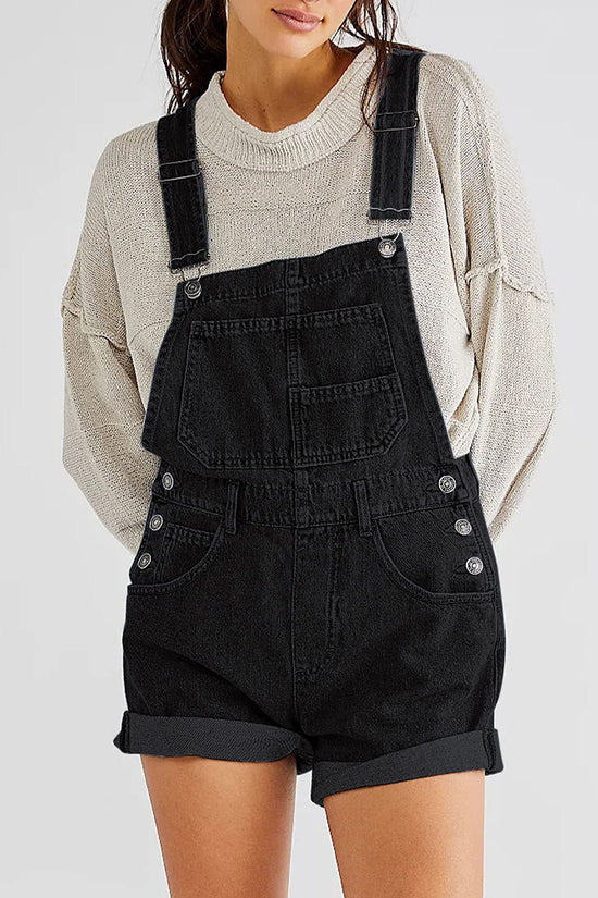 Multi-Pocket Casual Denim Romper
