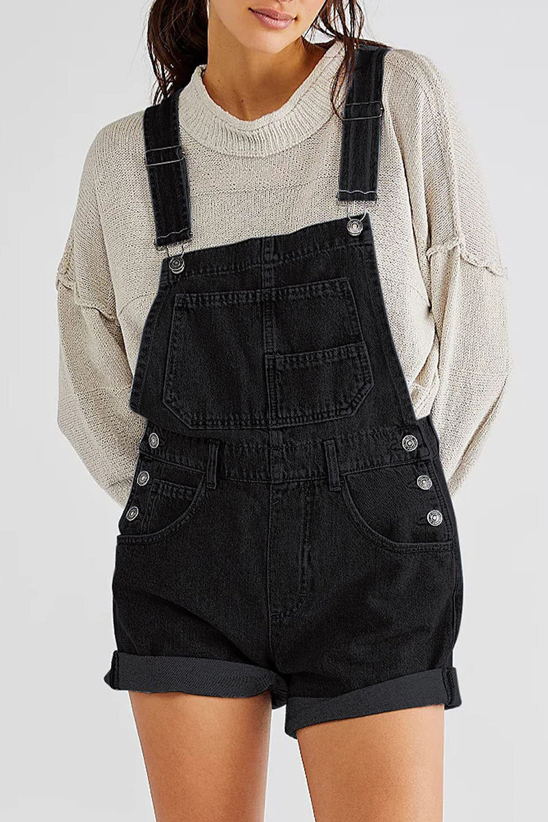 Multi-Pocket Casual Denim Romper