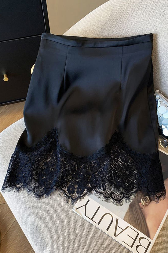 Elegant Lace-Trimmed Mini Skirt