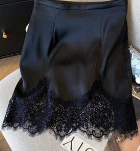 Elegant Lace-Trimmed Mini Skirt