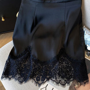 Elegant Lace-Trimmed Mini Skirt