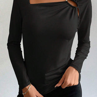 Asymmetric Cutout Long Sleeve Top