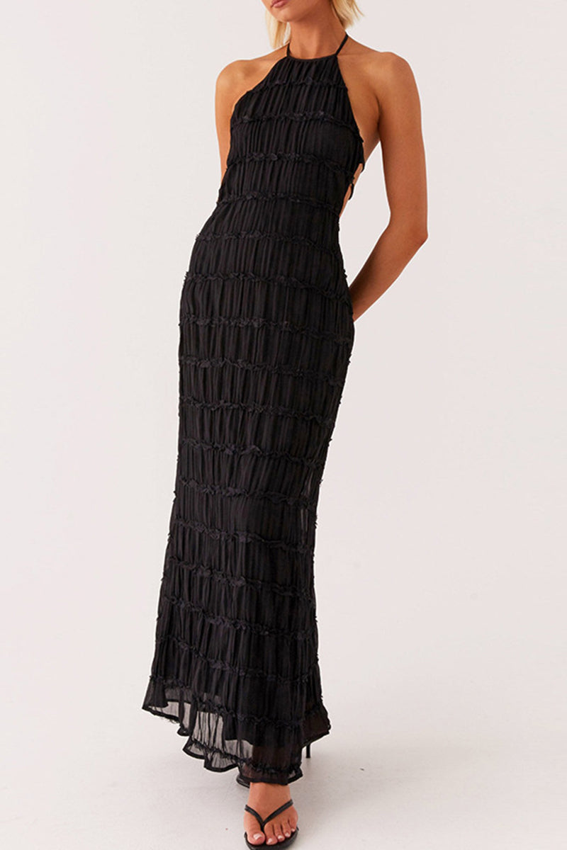 Textured Halter Midi Dress