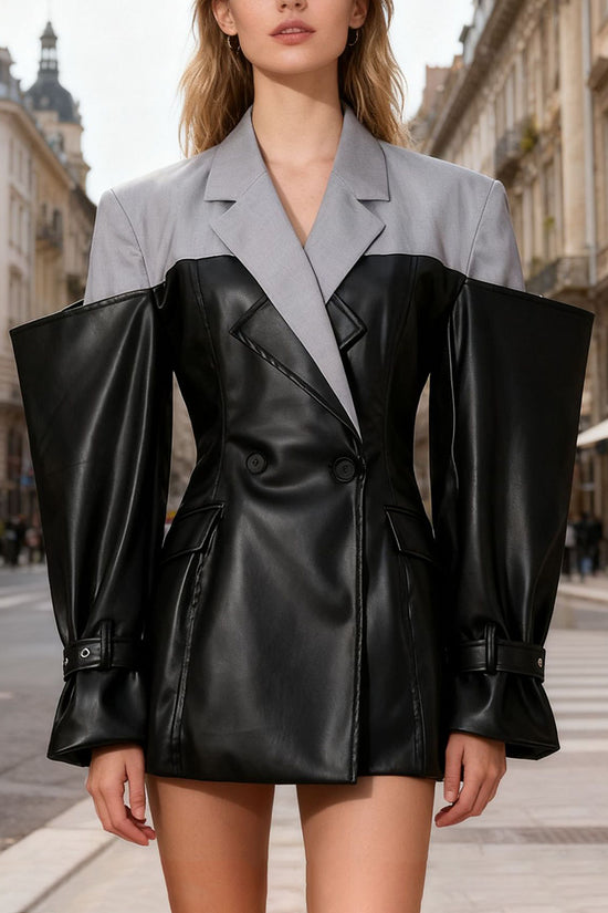 Dual-Tone Double Breasted Blazer Jacket