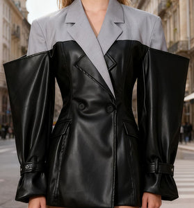 Dual-Tone Double Breasted Blazer Jacket