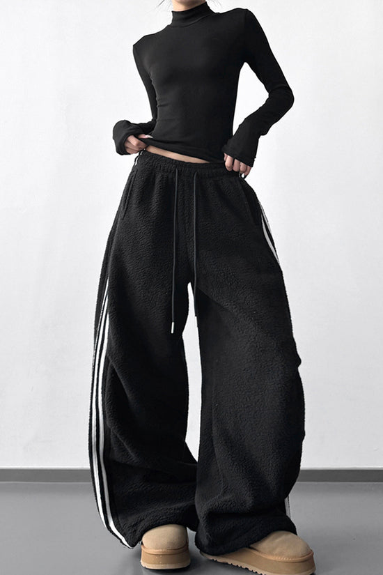 Wide-Leg Drawstring Casual Pants