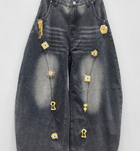 Embellished Barrel Jeans