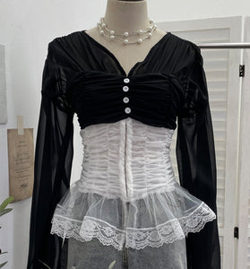 Ruched Button-Front Blouse