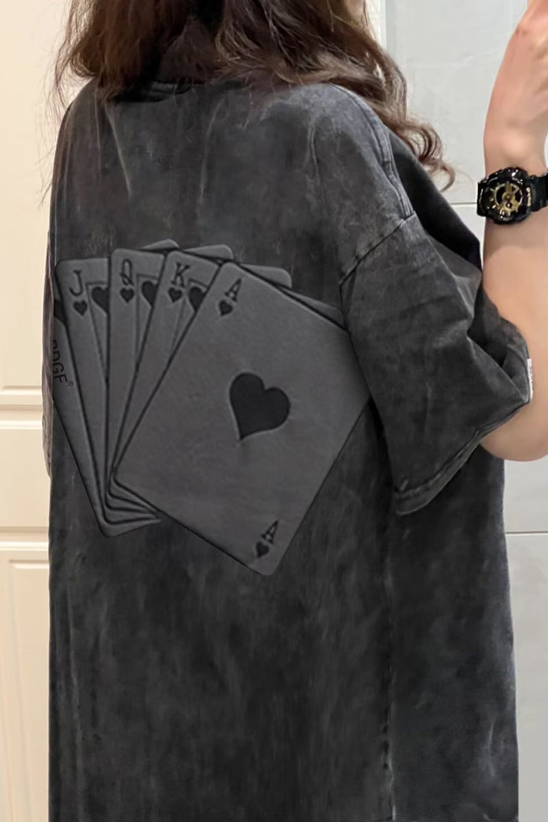 Playing Cards Graphic Oversized T-Shirt