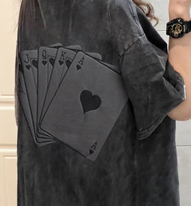 Playing Cards Graphic Oversized T-Shirt