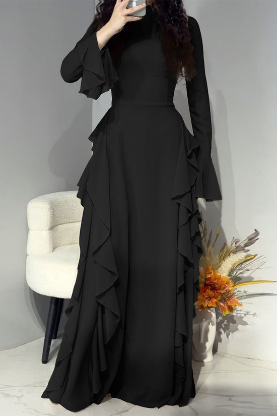 Elegant Flared Sleeve Maxi Dress