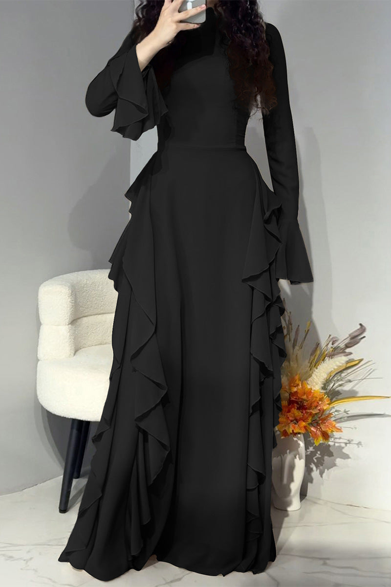 Elegant Flared Sleeve Maxi Dress