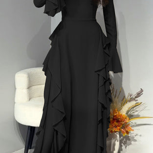 Elegant Flared Sleeve Maxi Dress