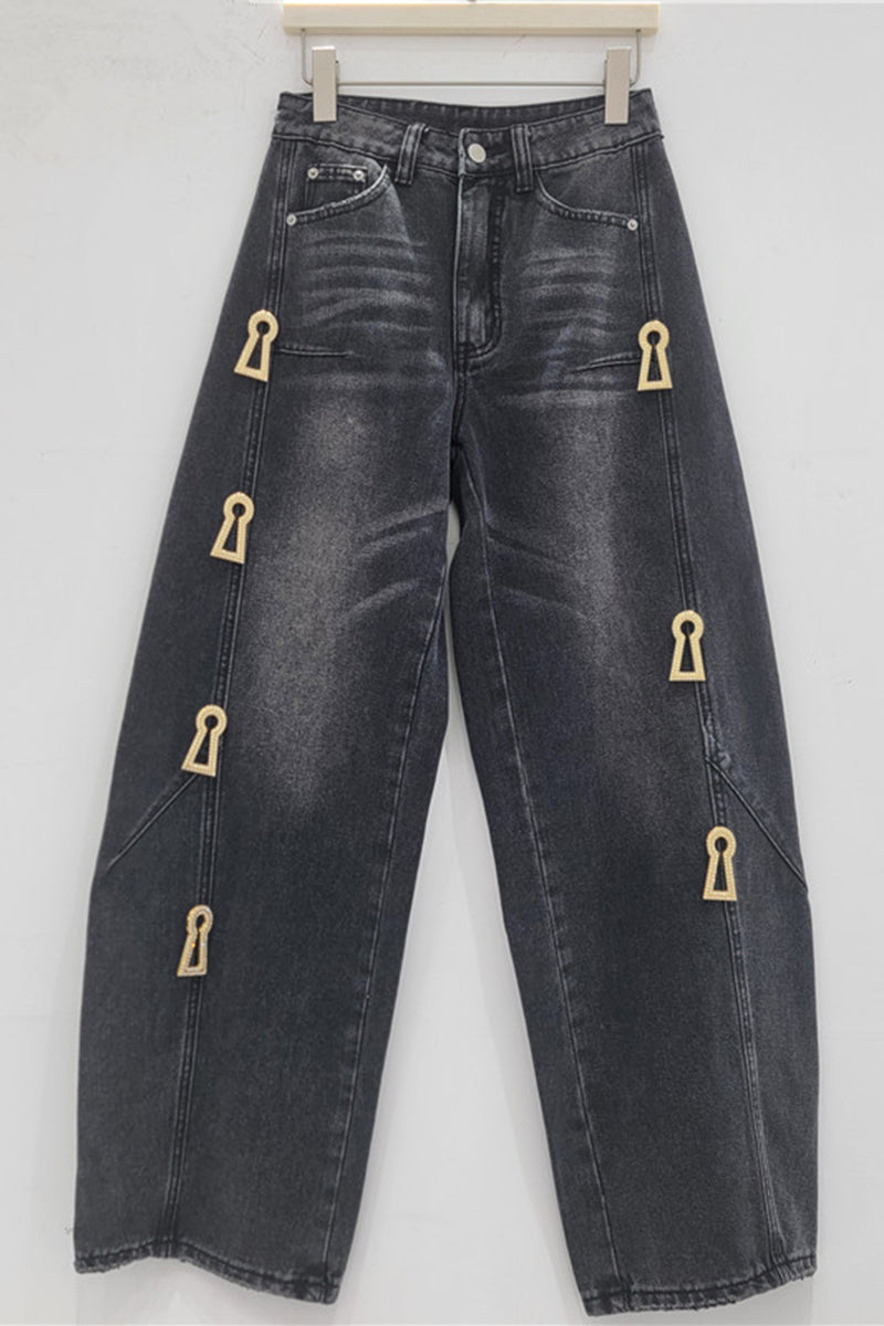 Embellished Barrel Jeans