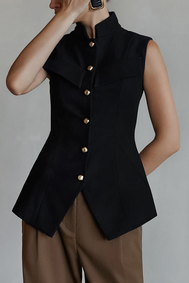 Sleek Button-Up Sleeveless Vest