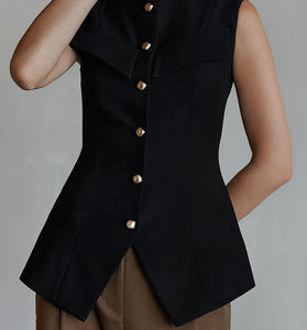 Sleek Button-Up Sleeveless Vest
