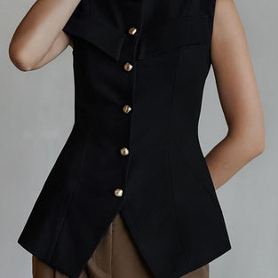Sleek Button-Up Sleeveless Vest