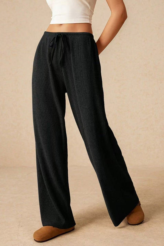 Comfy Ribbed Drawstring Casual Pants